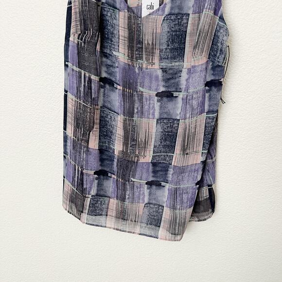 [CAbi] Quiz Top #4361 Purple Abstract Plaid Sleeveless V-Neck Blouse Sz Small S - Picture 8 of 11